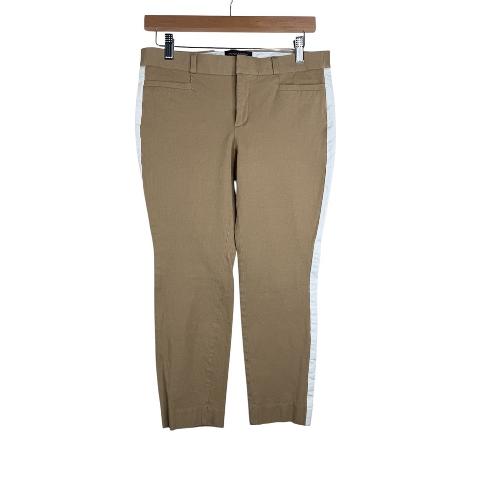 Banana Republic Womens Brown Sloan Ankle Pants Size 6 Petite Color Block White